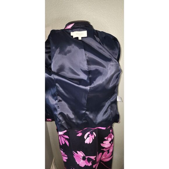 HOBBS London Navy & Pink Floral Dress Suit Jacket Set Sz 6 - Picture 7 of 10